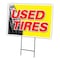 Signmission Used Tires Yard Sign & Stake outdoor plastic coroplast window C-1824-DS-Used Tires - alternate 1